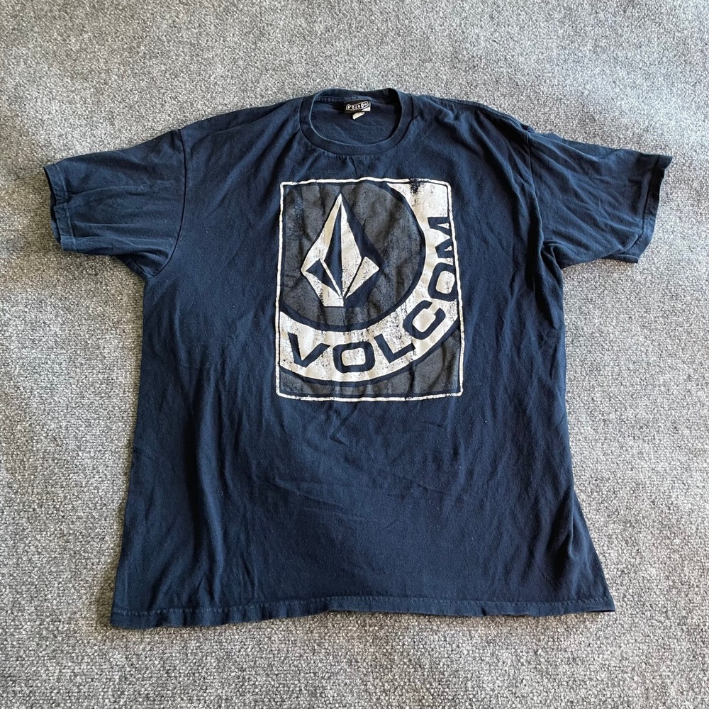 Volcom Mens XL Navy Blue Graphic T-Shirt Short Sleeve Stone Logo Skate Tee
